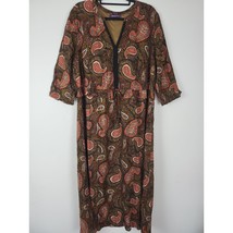 Roaman&#39;s Maxi Dress 22W Womens Plus Size 3/4 Sleeve V Neck Brown Paisley - £23.28 GBP