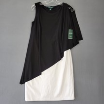 Lauren Ralph Lauren Women Dress Size 6 Black White Midi Stretch Sleevele... - $35.10