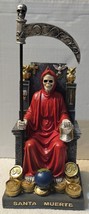 Grim Reaper Santa Muerte Chair Owl Money Scythe Globe Fantasy Figurine Statue #2 - £30.86 GBP