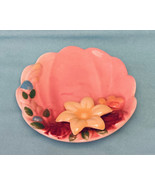 Vintage Zanesville pottery trinket dish pink shell with yellow flower Oh... - £3.91 GBP