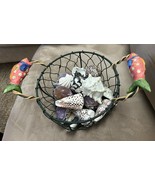 Cute Wire Basket Of Assorted Seashells | 12&quot; Round and 6&quot; Tall | Ocean D... - £31.10 GBP
