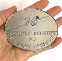 Vintage US Army Reserve New Jersey 78th Infantry Division Large Belt Buckle 3.5” - $29.95