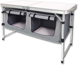 Outdoor Folding Table, Camping Folding Tables with 3 Adjustable Height Legs and - £60.07 GBP