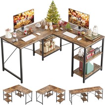 Bestier 86 Point 6 Inch Reversible Corner Computer Desk Or 2, Rustic Brown. - $3,416.13 MXN