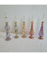 Vintage Color Glass Genie Perfume Bottle With Handpainted Feathers with ... - $136.53 CAD