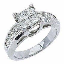14k White Gold Invisible Princess Diamond Engagement Ring 1.61 Carats - £1,678.27 GBP