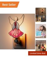 Elegant Stained Glass Flying Angel Night Light - Touch Control Plug-in Design