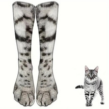3 Pairs Of Unisex Funny 3D Cat Paw Pattern Novelty Socks, One Size Fits ... - $6.79