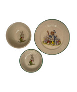 Vintage Santone Warwick Childs 3 Pc Plate Bowl Set Mother Cat Bunnies 19... - $49.49