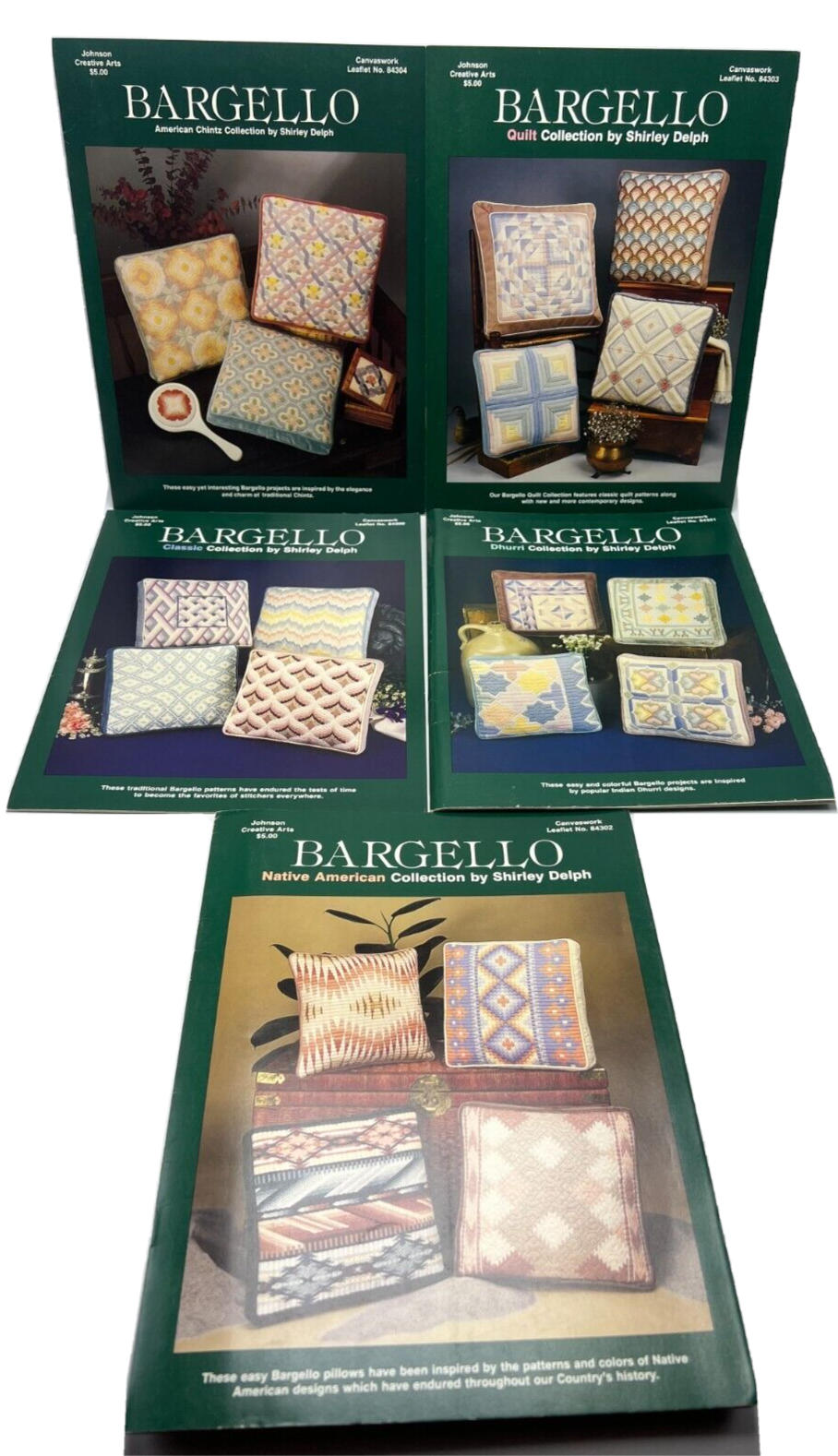 5 Bargello Canvaswork Leaflets by Shirley Delph -Johnson Creative Arts - $24.95