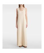 Silk Sz S Maxi Tank Silk Dress Sleeveless Scoop Neck Long Dress Beige - $100.00