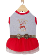 NEW Tis the Season to Sparkle Christmas Reindeer Dog Dress XL w/ tutu &amp; ... - £8.55 GBP