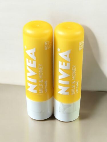 2 Pack Nivea A Kiss of Milk & Honey Soothing Lip Care 0.17 oz Moisturizing RARE