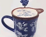 Temptations by Tara Floral Lace Blue 16 oz Coffee Tea Cup Mug Spoon Coas... - $34.99