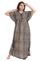 Mahaarani Women Free Size Kaftan Satin Long Maxi Dress Kimono Sleeve-Multicolour - £24.64 GBP