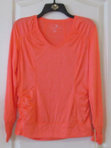 Tangerine Shirred Long Sleeve Running Top Bright Coral Women&#39;s Sz S NWT - $300.87 MXN