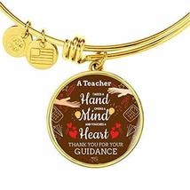 Express Your Love Gifts A Teacher Takes A Hand Bracelet Engraved 18k Gold Circle - £44.22 GBP
