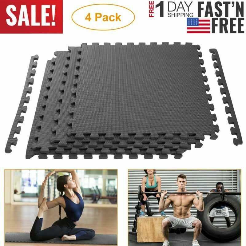 Interlocking Puzzle Rubber Foam Gym Fitness Exercise Tile Floor Mat Cushion 4Pcs - $90.99