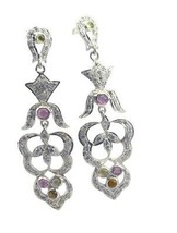 bewitching Tourmaline 925 Sterling Silver Multi Earring genuine suppiler US gift - £72.00 GBP