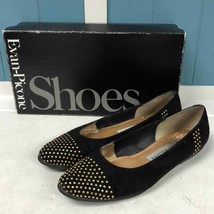 Vtg Evan-Picone IDEAL black suede gold studded women’s size 7.5 - $37.81
