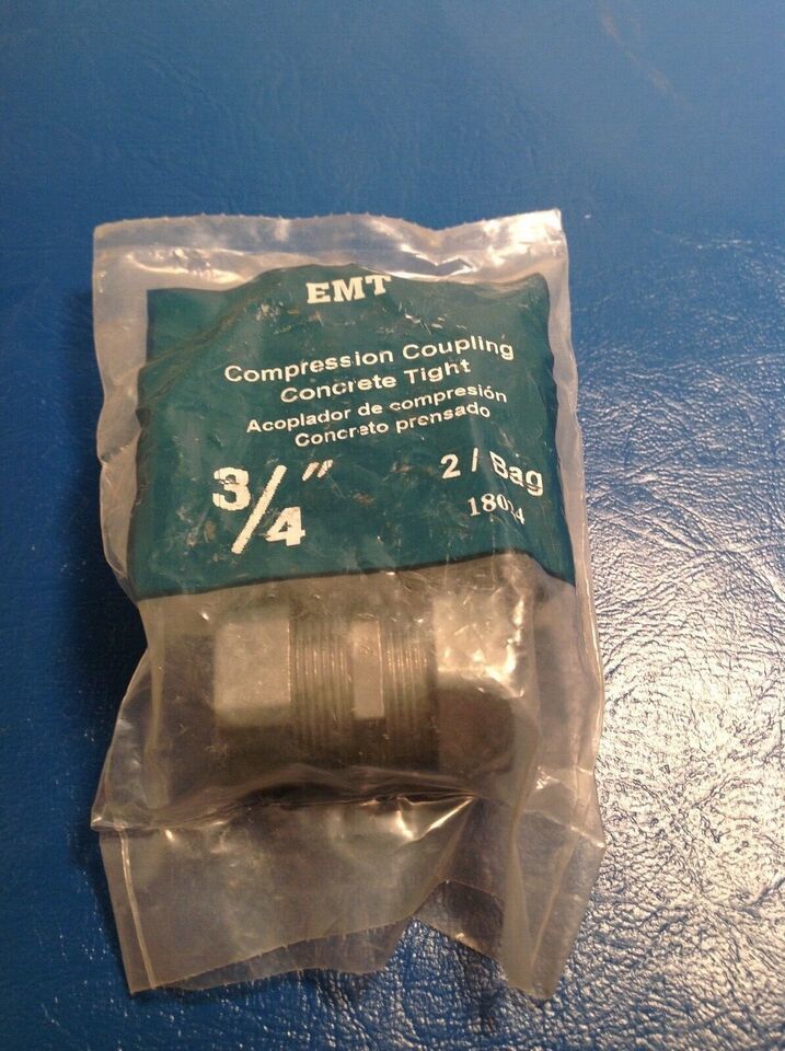 3/4&quot; EMT Conduit compression coupling concrete tight quantity of 2 NEW - $6.79