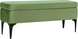 Homepop Upholstered Storage Bench With Metal Leg Home Décor|Bench, Green... - $124.99