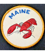 Maine Lobster Vintage Embroidered Patch Round 3&quot; Dia White Blue Red Yellow - £9.45 GBP