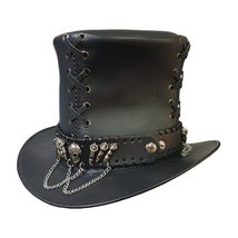 Steampunk Gothic Vintage Corset Leather Top Hat - £299.75 GBP