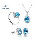 Sterling Silver 925 Jewelry Sets Blue Topaz Gemstone Jewelry Sets 18K Wh... - $99.91