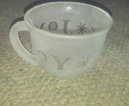Frosted Joy Snowflake Holiday Christmas Mug Glass Hot Coco Tea - £11.76 GBP