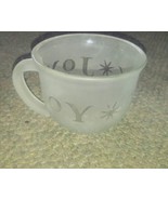 Frosted Joy Snowflake Holiday Christmas Mug Glass Hot Coco Tea - £11.84 GBP
