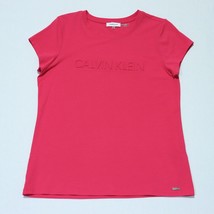 Calvin Klein Embossed Logo T-Shirt Top Women&#39;s M Medium Cap Sleeve Pink ... - $14.26