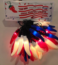 RED WHITE BLUE - LED Chili Pepper string lights - 50 peppers per string - fs - £47.25 GBP