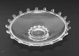 Lariat Blown Pattern Heisey Glass Caramel Bowl Clear Crystal Scalloped Foot - £16.85 GBP