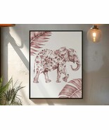 Boho Elephant Wall Art Tropical Leaf Print Rose Gold Digital Download Nu... - $8.88 CAD