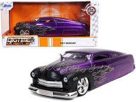 1951 Mercury Purple w Black Flames Bigtime Muscle 1/24 Diecast Model Car Jada - $38.08