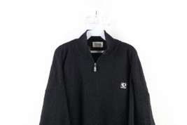 Vtg 90s Pearl Izumi Mens Large Wool Knit Half Zip Pullover Sweater Jacket Black - £38.68 GBP