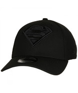 Superman Symbol Black on Black New Era 39Thirty Fitted Hat Black - £35.38 GBP