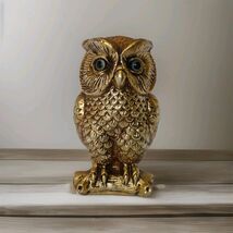 Vintage Owl Statue Ceramic Gold Tone Lenwile Ardalt Artware Japan  Glass... - €16,27 EUR