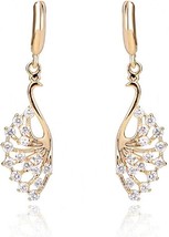 Crystalline Azuria Women&#39;s 18ct Gold Plated Peacock White Zirconia Crystals Dang - £175.60 GBP