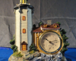 HARBOR LIGHTHOUSE SCULPTURE RESIN FIGURINE WITH CLOCK 7.5 INCHES HEIGHT - $21.05