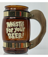 VTG Siesta Ware Glass Mug Amber Brown with Wood Handle WHiSTLE For your ... - £10.08 GBP
