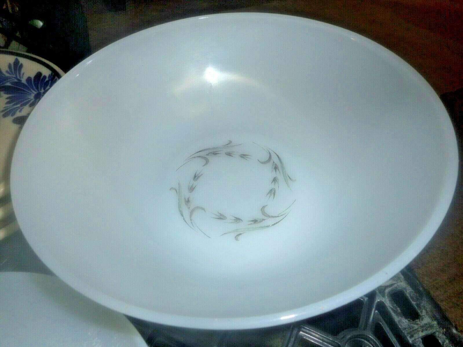 Vintage Fire-King Anchor Hocking Silver Wheat Round Serving Bowl 8 1/8 inches - £9.08 GBP