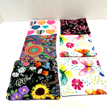 Vintage Handmade Fabric Mixed Designs Square 5&quot; Coasters Lot of 6 - £10.03 GBP