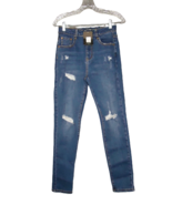 Fashion Nova Hannah High Rise Skinny Dark Wash Distressed Jeans Juniors ... - £12.59 GBP
