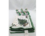 Lot Of (6) Snowman Napkin Ring Holders With Christmas Tree Napkins - $59.39