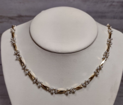 Vintage Gold Tone Faux Pearl Cluster Beaded Faceted Gold Link Chain Neck... - £7.15 GBP