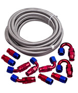 Stainless Steel Braided Fuel Line 20 Feet 8AN &amp; 10x Swivel Fitting Hose ... - $63.16