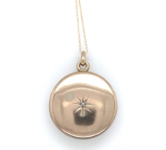 10k Yellow Gold Round Locket with Genuine Natural Diamond in Starburst (#J6433) - $400.95