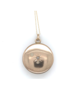 10k Yellow Gold Round Locket with Genuine Natural Diamond in Starburst (... - €345,82 EUR
